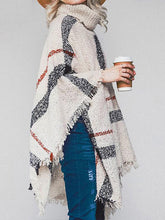 Casual Plaid Knitted Lapel Shawl Sweater